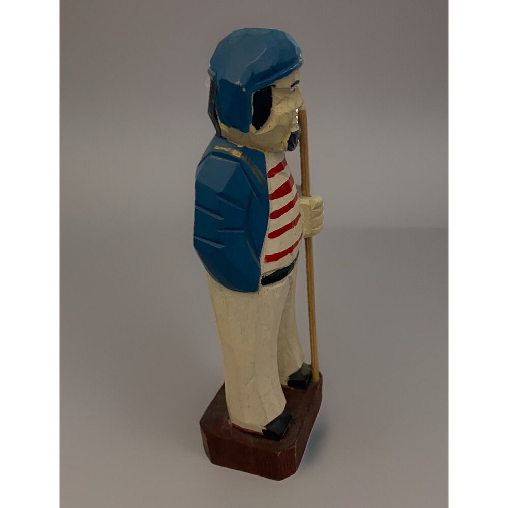 Vintage Hand Carved Painted Wooden Folk Art Sea Sailor and Peg-Leg Ship Captain - Picture 7 of 11